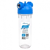 Прозрачный магистральный фильтр для холодной воды АКВАБРАЙТ Slim Line 10 дюймов, латунная вставка 3/4 дюйма