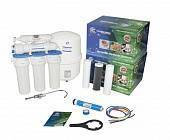 Пятиступенчатая система обратного осмоса AquaFilter (механика, уголь засыпной, уголь карбон-блок, мембрана 75 GPD, постфильтр, кран, накопительный бак)