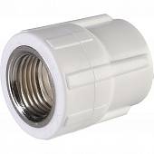 Муфта комбинированная Политэк 20х1/2 внутр. резьба для полипропиленовых труб под сварку (цвет белый)