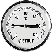 Термометр биметаллический осевой с погружной гильзой STOUT корпус Dn 80 мм, гильза 50 мм 1/2 , 0...120°С