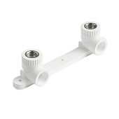 Угольник двойной Pro Aqua d=20-1/2 PP-R с креплением комбинированный ВР Белый