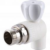 Кран шаровой Kalde разборный угловой с накидной гайкой 20x3/4 для полипропиленовых труб под сварку (цвет белый)