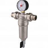 Фильтр с манометром TIEMME 3/4 со сгонами, с латунной колбой, промывной