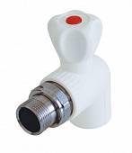 Кран шаровой Kalde разборный угловой с накидной гайкой 25x1/2 для полипропиленовых труб под сварку (цвет белый)