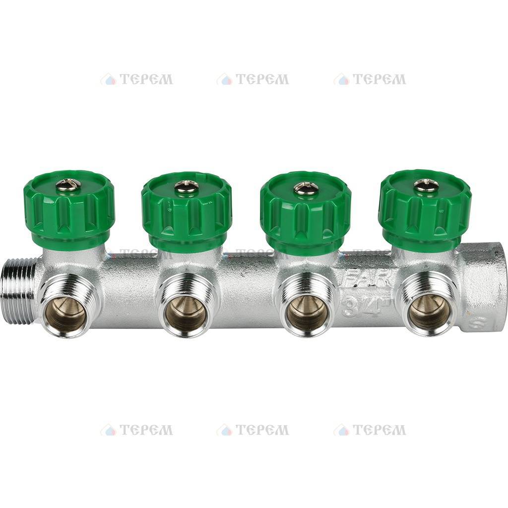 FAR Коллектор распределительный 3/4 , проходной, хромированный, 4 ...